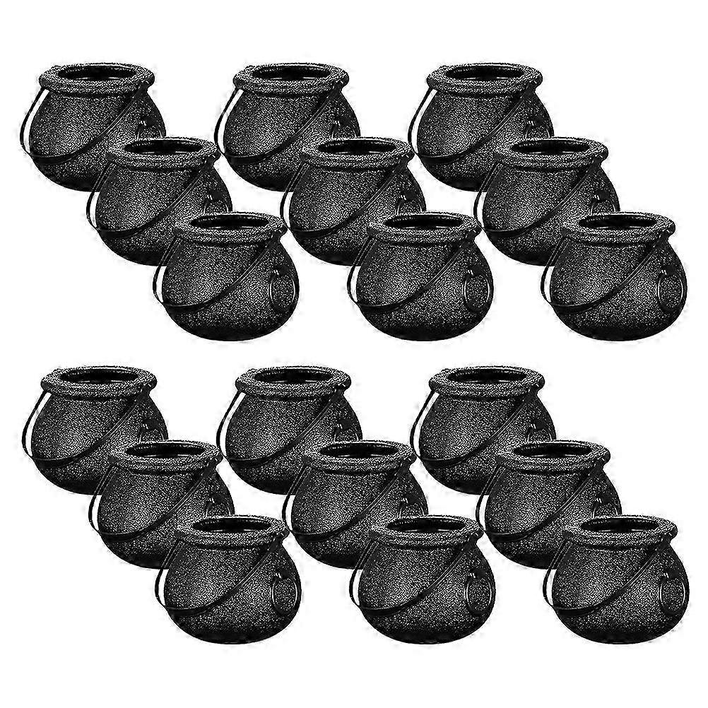 20Pcs Mini Black Plastic Candy Holders Halloween Cauldron Candy Baskets