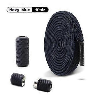 Metal Capsule Lock Shoelaces Elastic Laces Sneakers No Tie Shoe Laces Without Ties Kid Adult 0.6cm Flat Shoelace for Shoe 1Pair