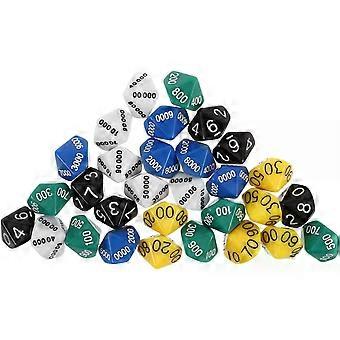 Set di 30 dadi in plastica, ideali per giochi da tavolo e giochi di società.
