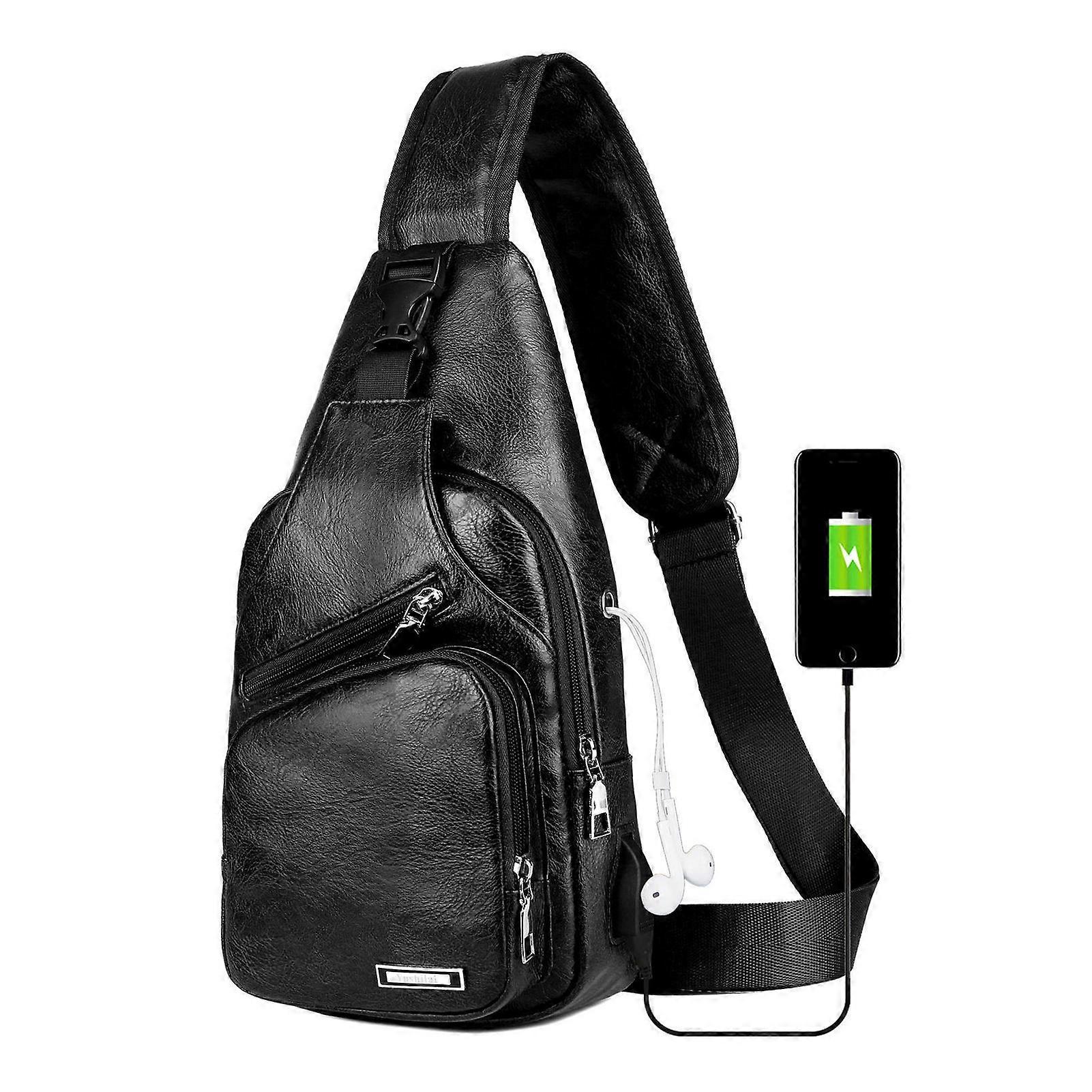 Adjustable PU Leather Chest Sling Bag