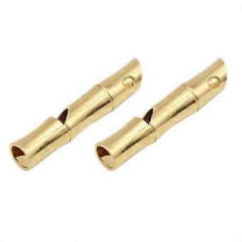 Whistles 2-Pack Brass Golden, Bamboo Joint Shape, Outdoor Emergency Signal, Mouth-Safe Design for Survival & Camping