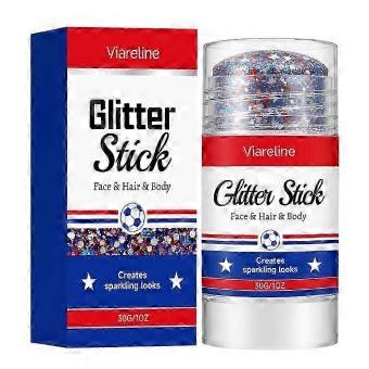 4th of July Glitter Stick Red White Blue Body Hair-Sparkle Patriotic Glitter Stick American Flag Makeup for Independence Day core