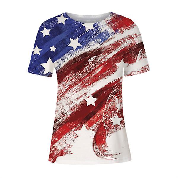 Fashion New Brand Women's Independence Day Theme Collection 3d Printing Round Neck Short Sleeve T-shirt Tops