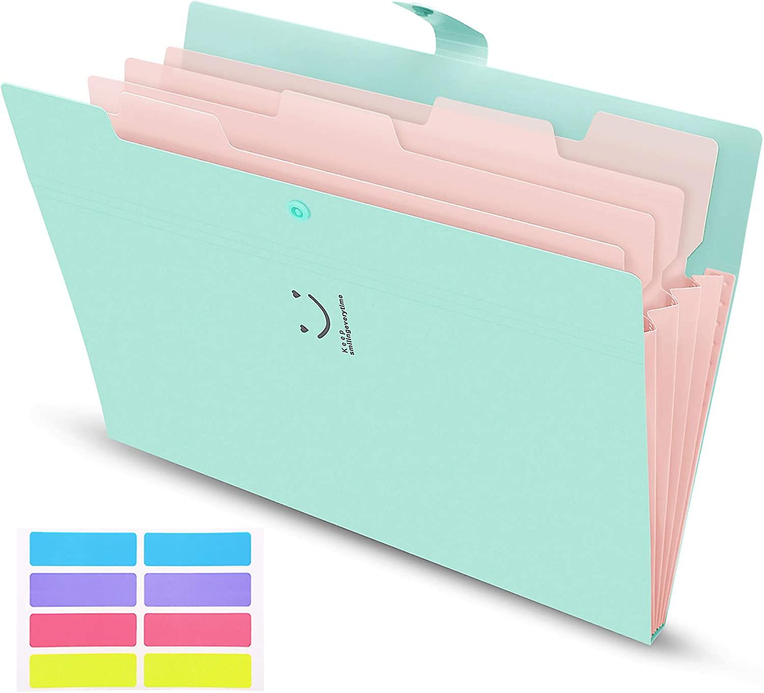 Expanding File Folder,Expandable Folder,Letter A4 Paper Accordion Document Organizer (Jade)