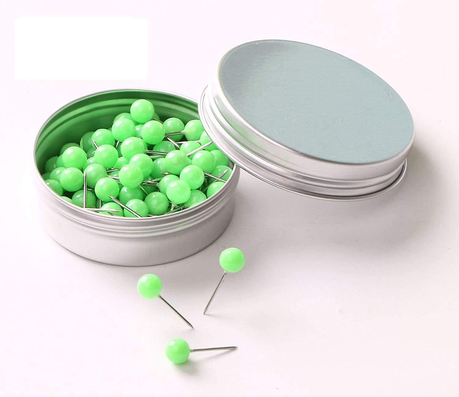 100PCS 1/4 Inch Small Round Head Map Tacks Pins for Home Office Bulletin Cork Board Use and DIY Craft Project (Emerald)