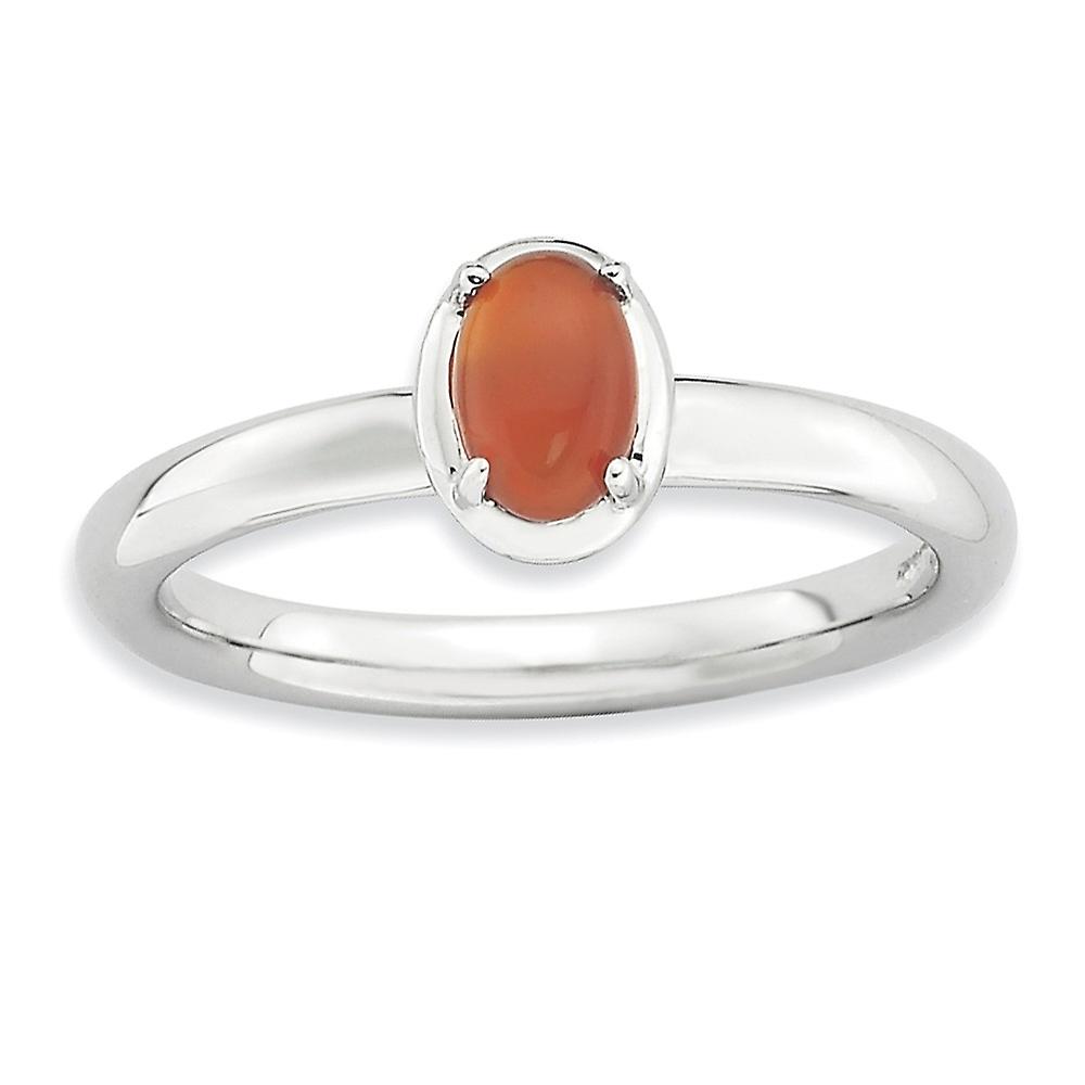 2.25mm 925 Sterling Silver Prong set Stackable Red Agate Polished Ring-Stackable-Ring for Women - Ring Size: 5 to 10