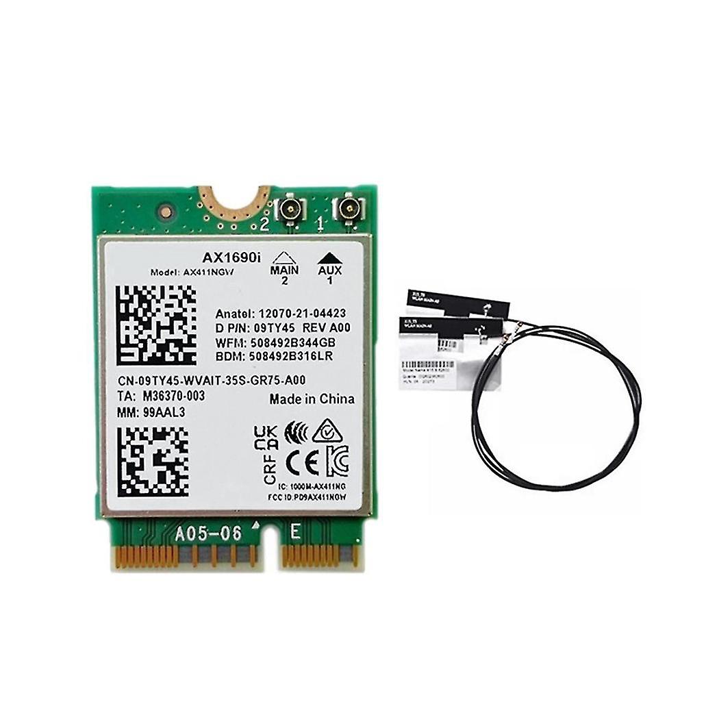 Ax1690i Wifi Card+2xantenna Ax411 Wi-fi 6e Speed 2.4 Gbps 802.11ax 2.4/5/6ghz Bluetooth 5.3 Wireles