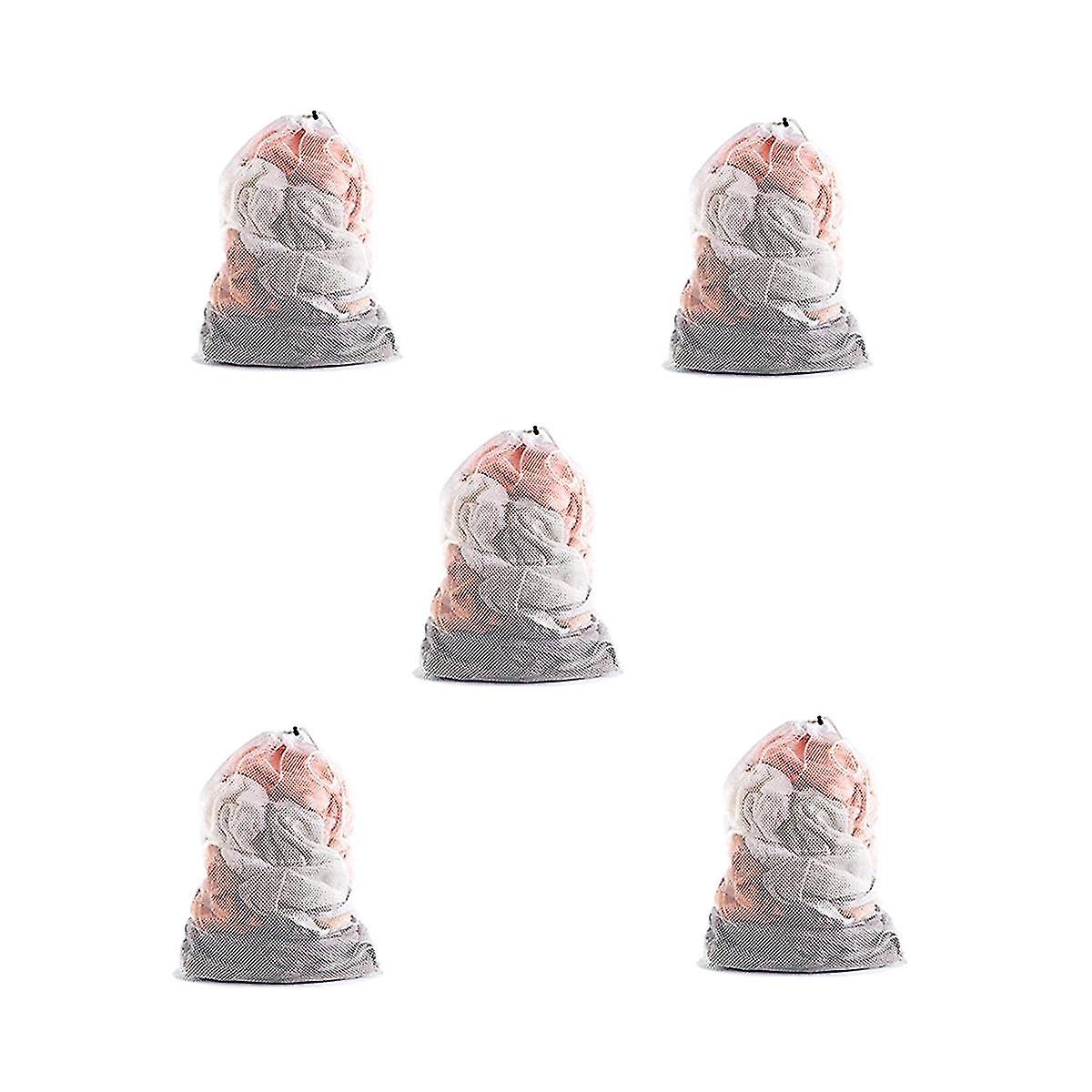 5pcs Drawstring Mesh Laundry Bag Extra Oversized With Shoulder Strap Suitable For University Dormit