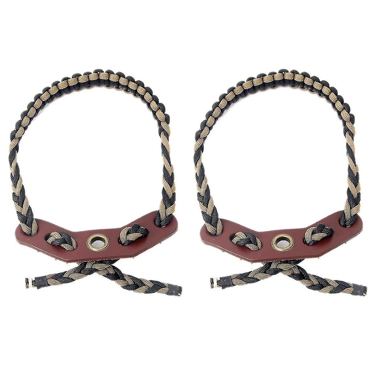 2pcs Archery Compound Bow Adjustable Braided Cord Bow Wrist Sling Strap For Hunting Target Practice
