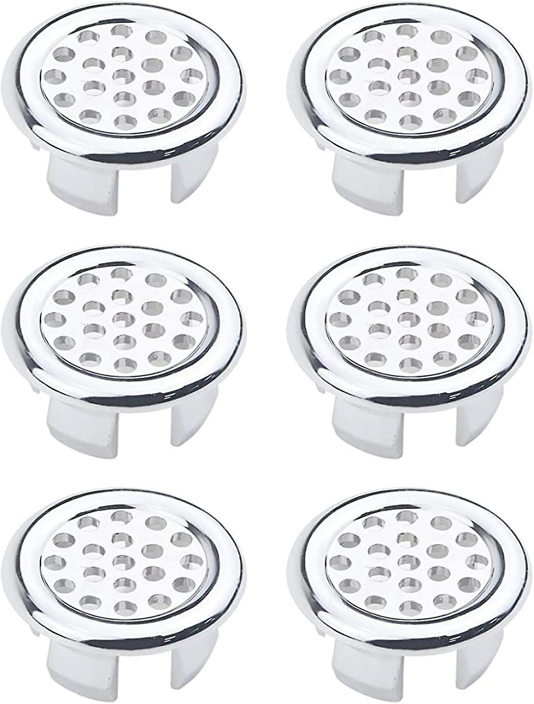 Bathroom Sink Mesh Overflow Cover, Round Insert Hole Round Lid Chrome, 3 Pcs Silver