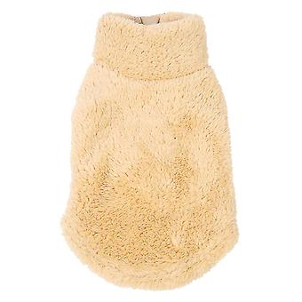 Hunde winddichter Poloneck-Mantel Weiches Haustier Hundekleidung Polyester Welpenkleidung XL Beige Gelb