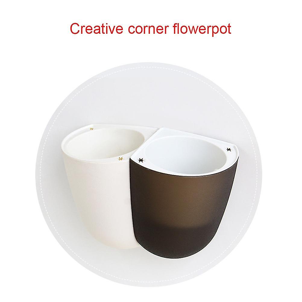 ركن مثبت على الحائط Flowerpot ذاتي الري وعاء زهور وعاء نبات بلاستيكي