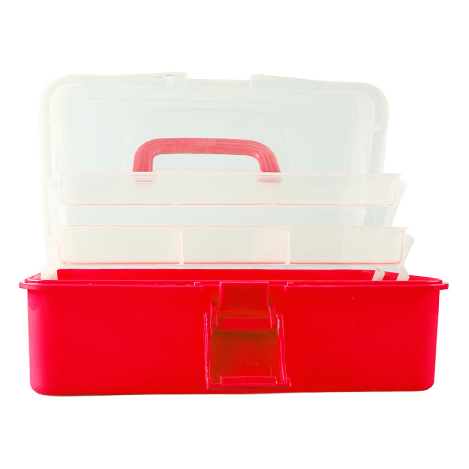 Three Layer Storage Box Plastic Folding Tool Box Portable Handled Multipurpose Organizer for Art Craft Cosmetic Accessories