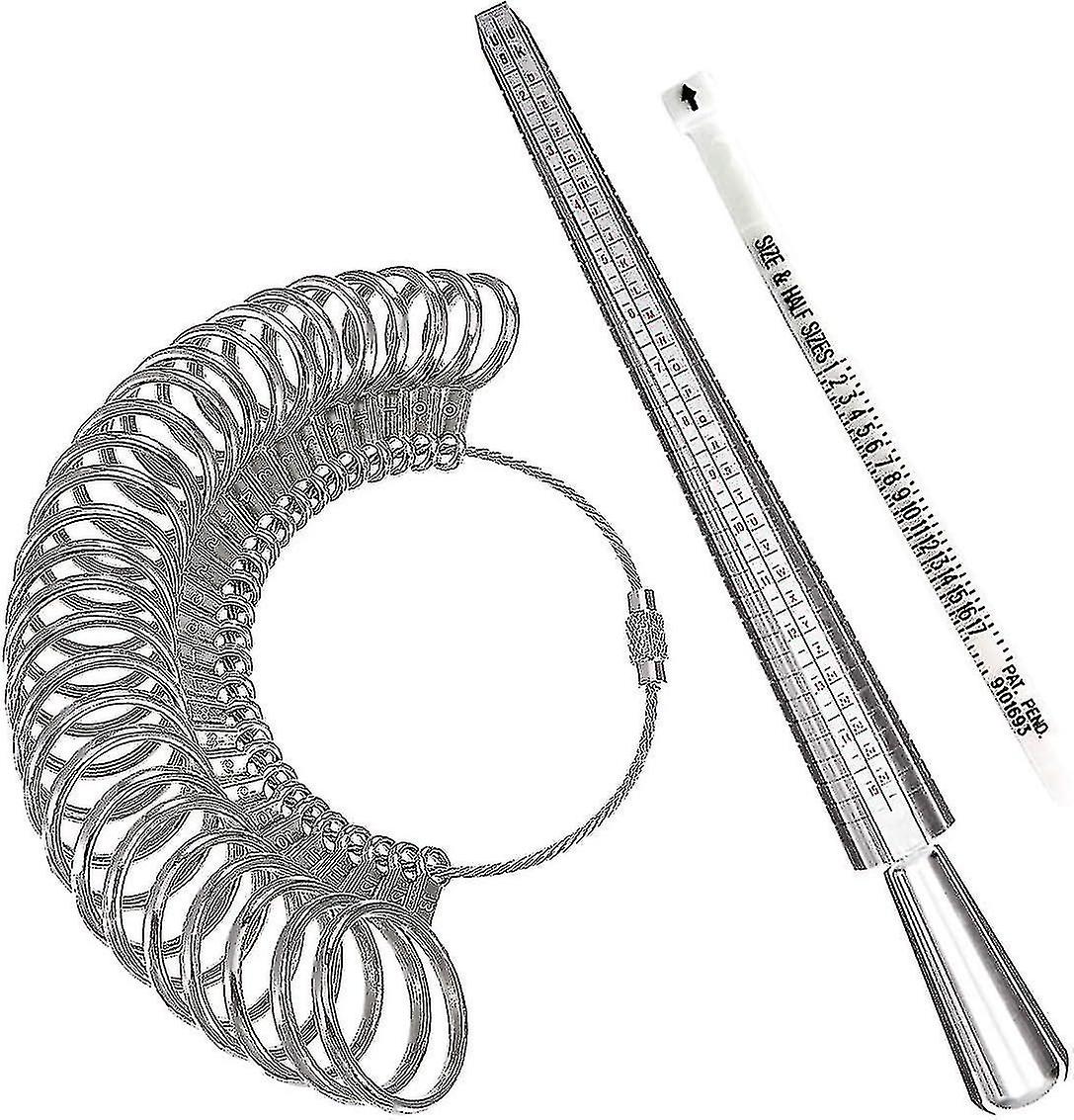 Ring Sizer Measuring Tool,aluminum Ring Mandrel And Finger Gauges (metal Ring Sizer Tool Set)"