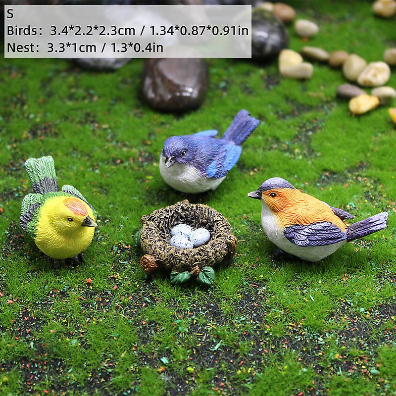 Miniatyyri nukkekoti Keijupuutarhasetti:3 kpl lintuja ja 1 kpl pesä