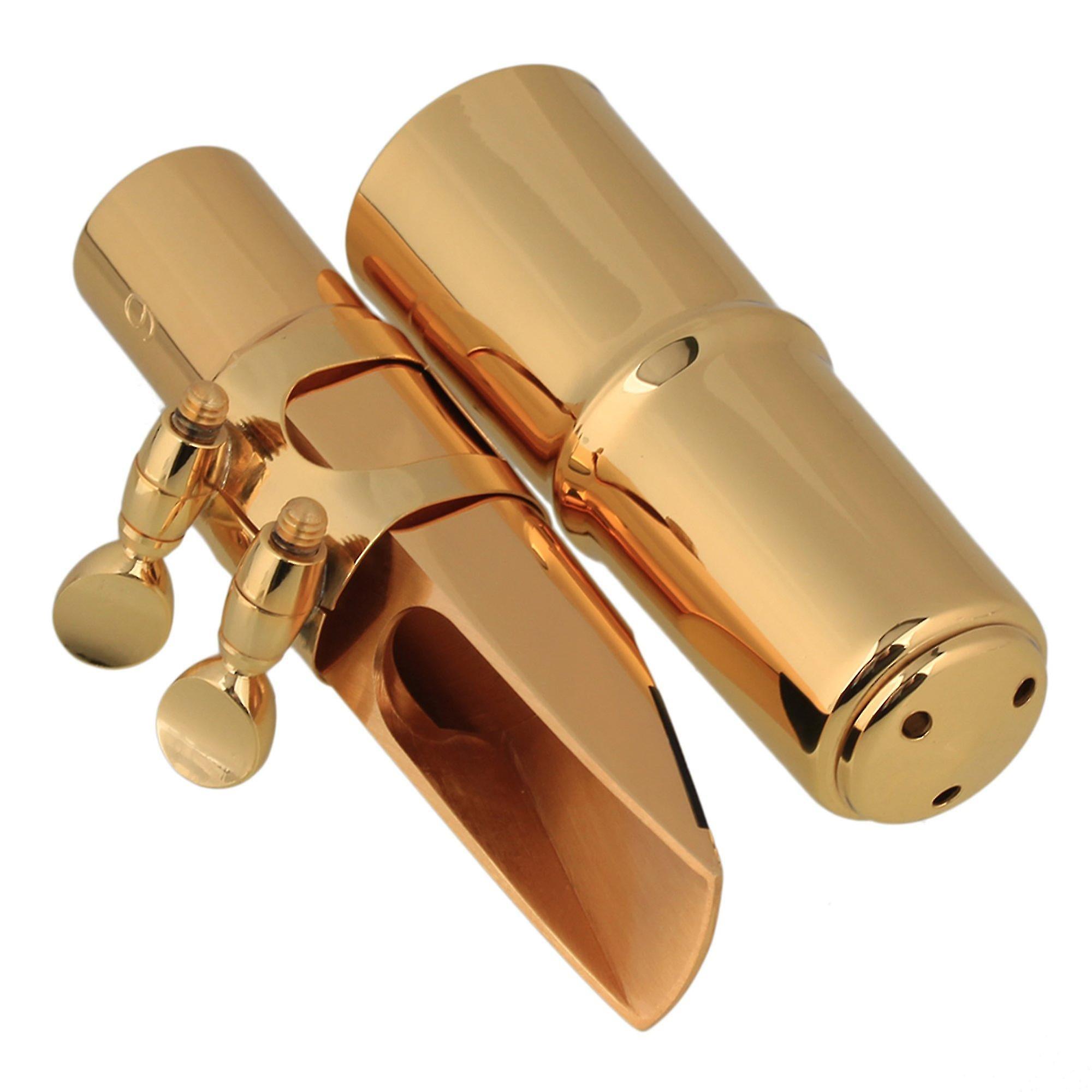 萨克斯吹嘴金色 6# 塑料萨克斯吹嘴套装，带盖连字，适用于降 E 中音萨克斯管 Ppm-2476