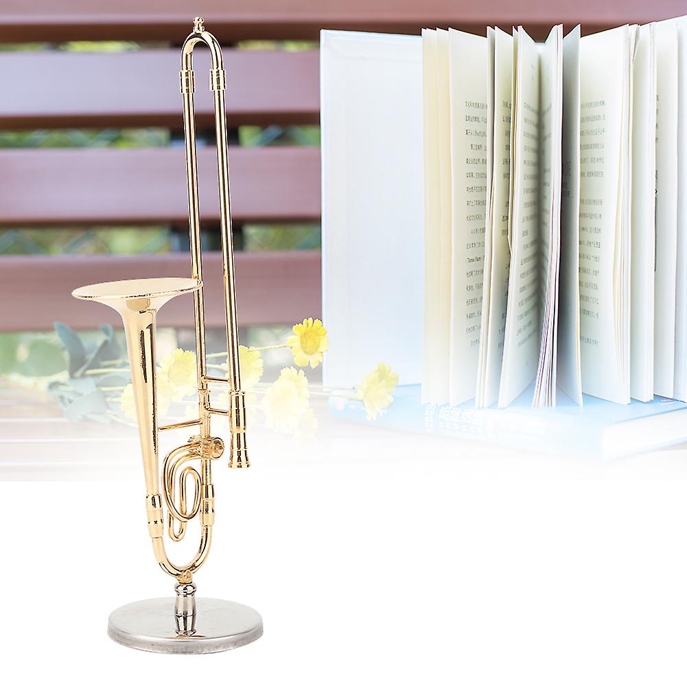 Miniature Brass Trombone Model Musical Instrument Decor Gift