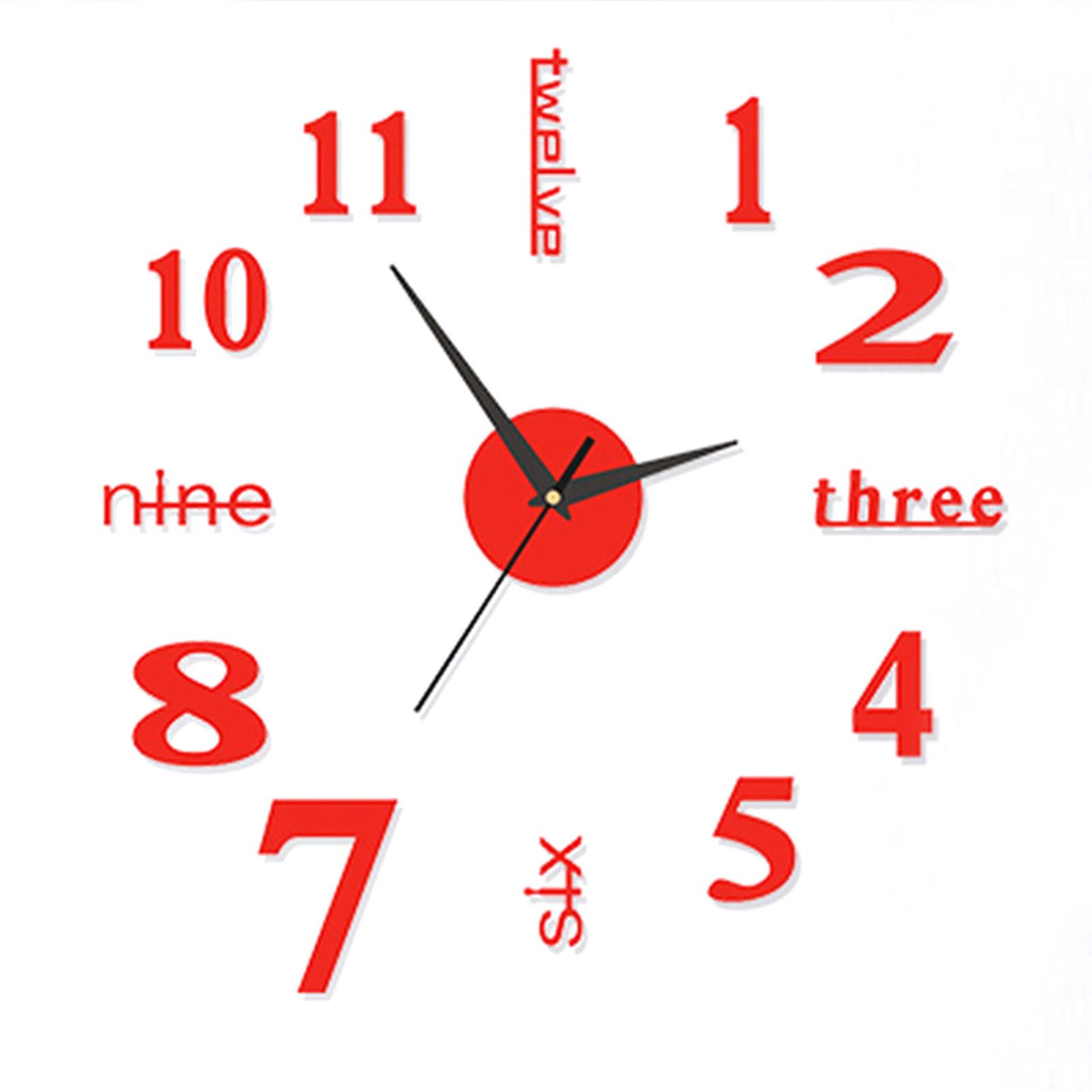 3D Wall Sticker Clock 20-50cm Adjustable Mirror Surface Frameless Wall Clock with Silent Movement