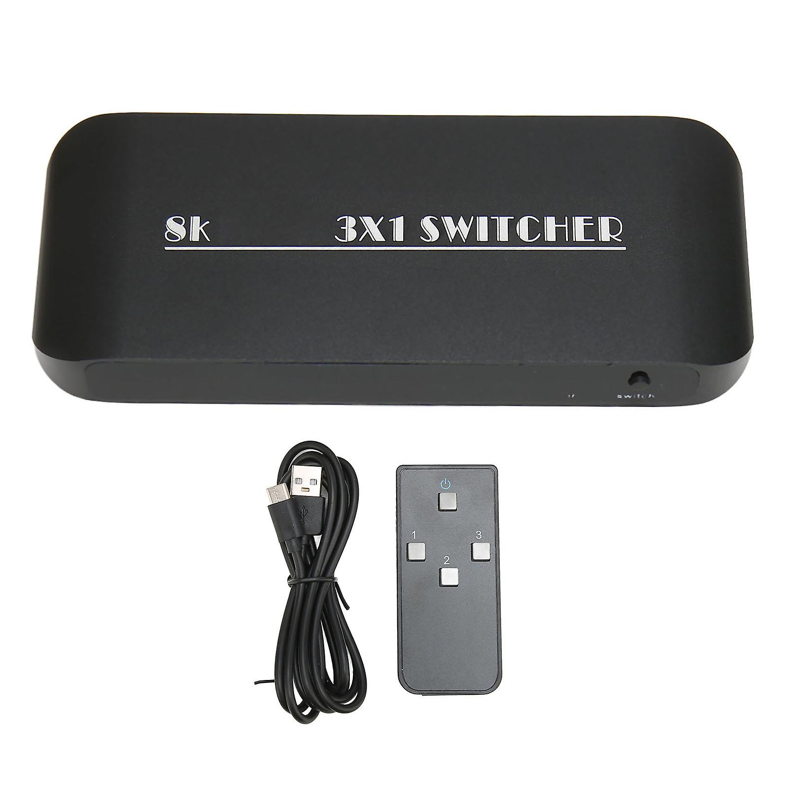 HD Multimedia Interface Switch 3 in 1 Out 8K 60Hz 4K 120Hz 48Gbps Video Switcher Selector with Remote Control