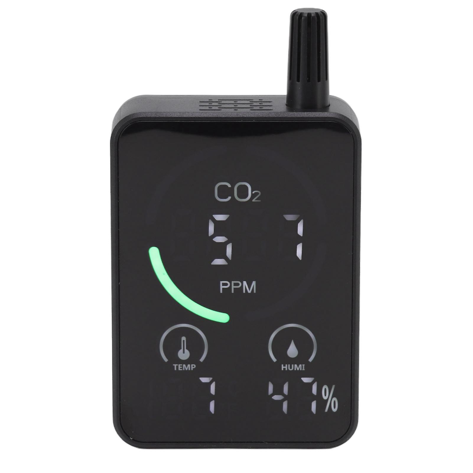 Carbon Dioxide Detector Black 14x8x3.7cm with Temp & Humidity