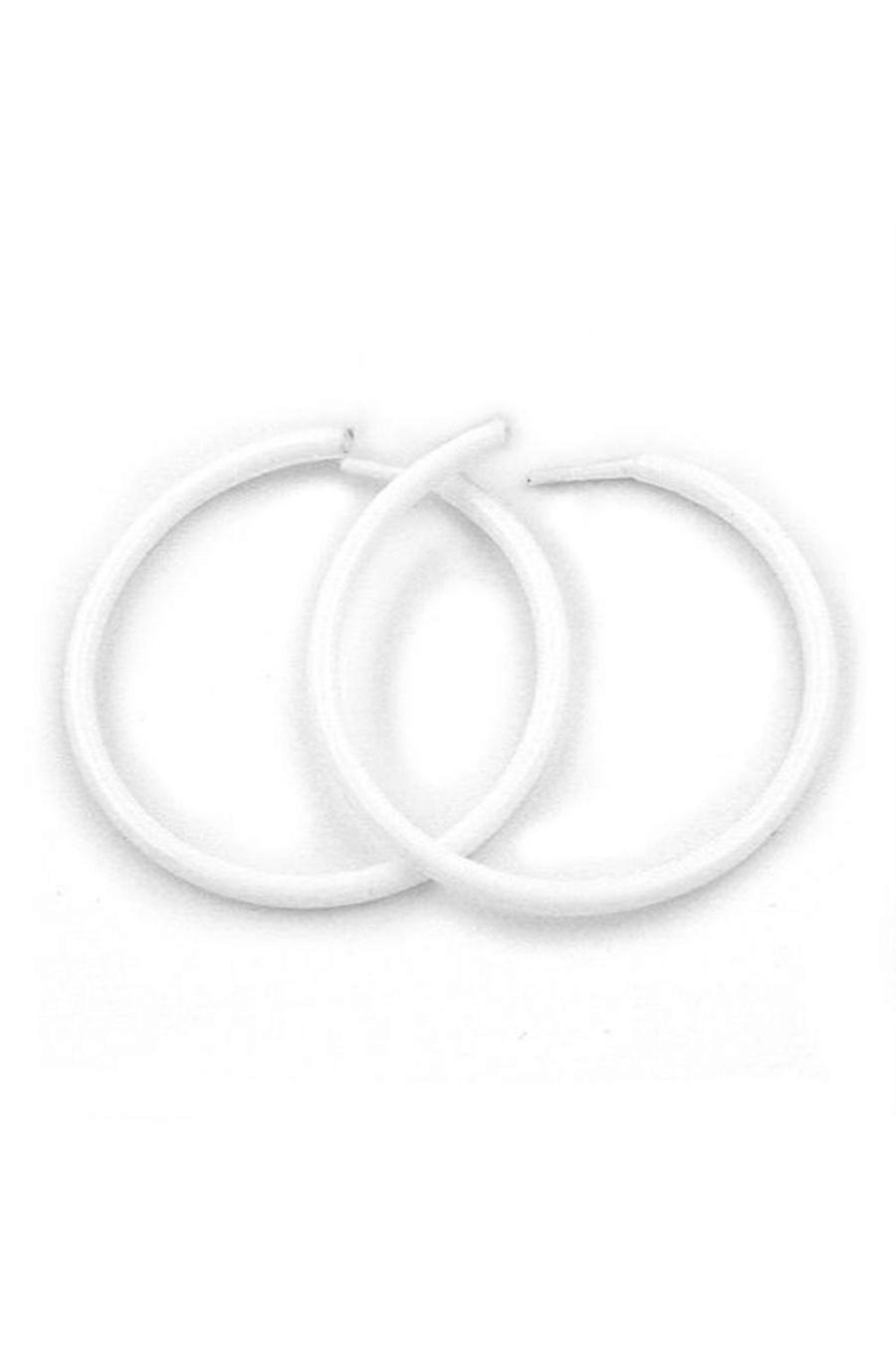 Hoop Earrings Plastic 5 Pairs White - Gl03021