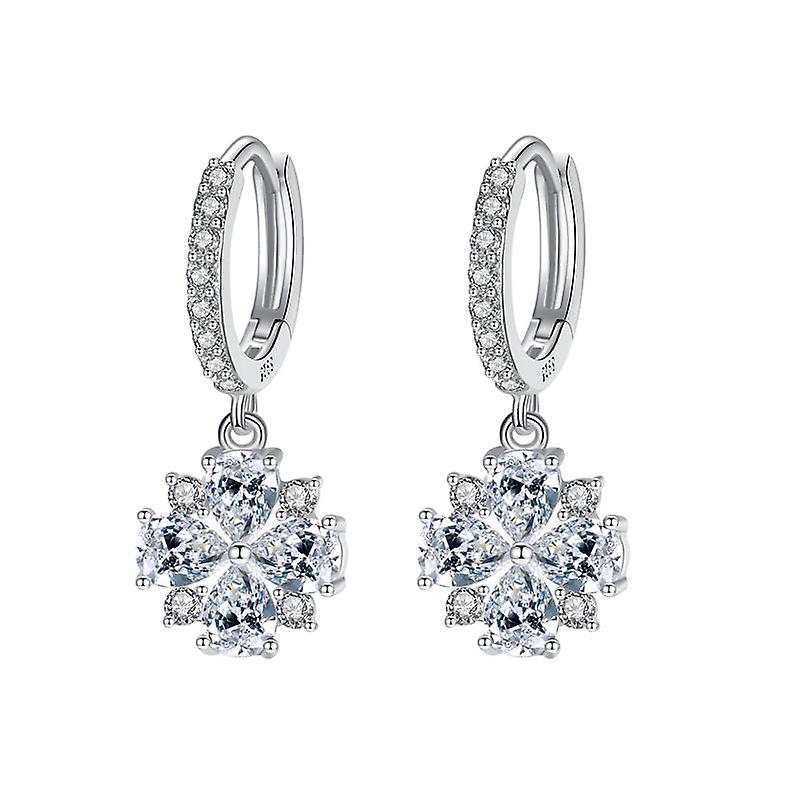 Earrings For Women Girls Stud Pack Drop Dangle Jewelry Fashion Simple S925 Silver Snowflake Full Inlaid