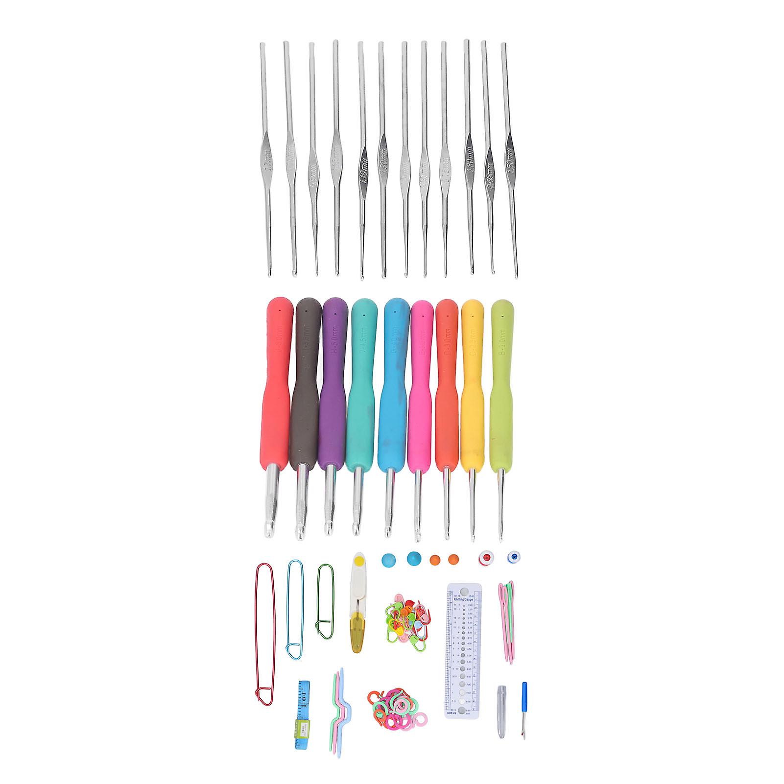 Crochet Hooks Set Comfortable Handle Brightly Colored Crochet Knitting Tool Set Beginner Aluminum Crochet Set 
