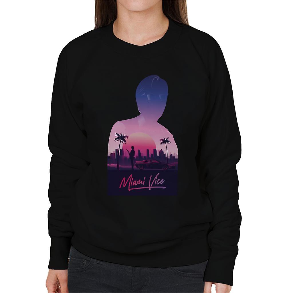 Miami Vice Sunset City Silhouette Women's Sweatshirt