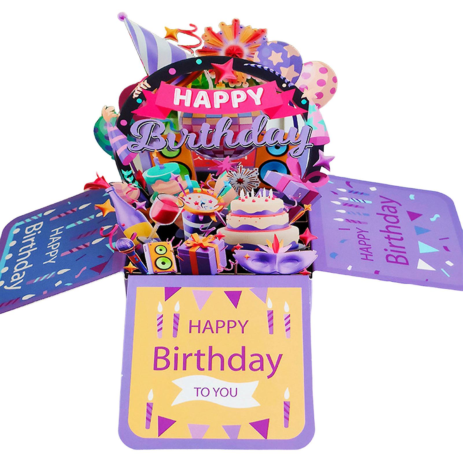 Fait à la main Happy Birthday 3D Carte de voeux Anniversaire 3D Pop-up Carte de voeux pour cadeaux d'anniversaire Cadeaux du Nouvel An