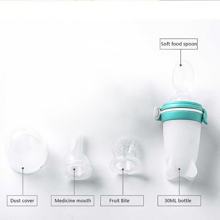 Baby Food Bottle Squeeze Feeder Baby Feeding Pacifier for Toddlers Infants (No FDA, BPA-Free) - Blue
