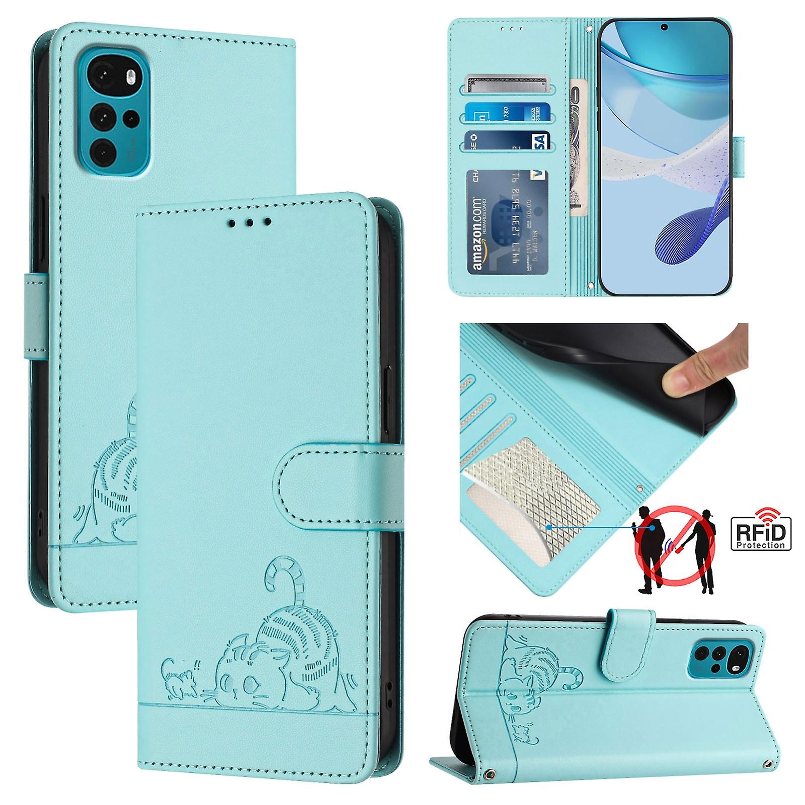 Cat Pattern PU Case For Motorola Moto G22 4G/E32s