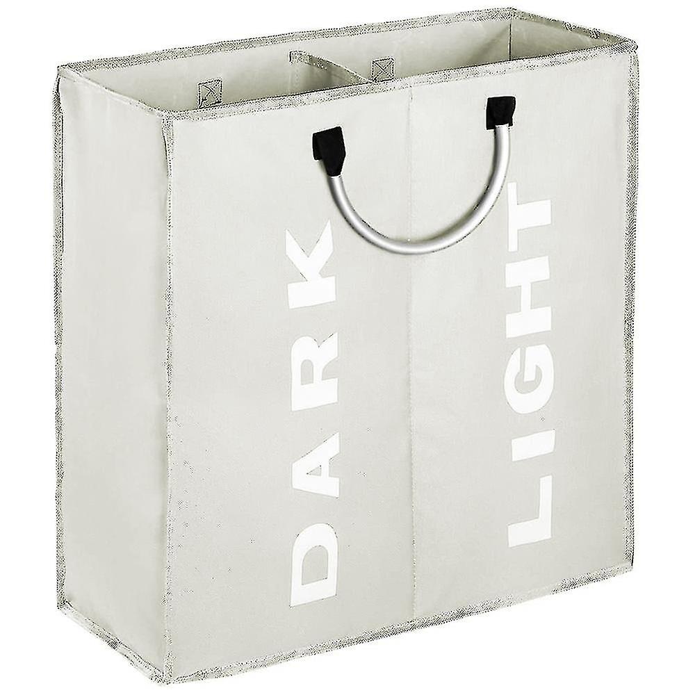 Double Large Laundry Basket, Collapsible Dirty Laundry Basket（light grey）