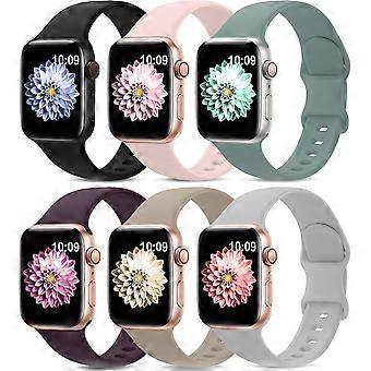 6er-Pack Sportarmbänder, kompatibel mit Apple Watch Band 38 mm, 40 mm, 41 mm, weiche Silikonarmbänder, die mit der iWatch Apple Watch Serie kompatibel sind