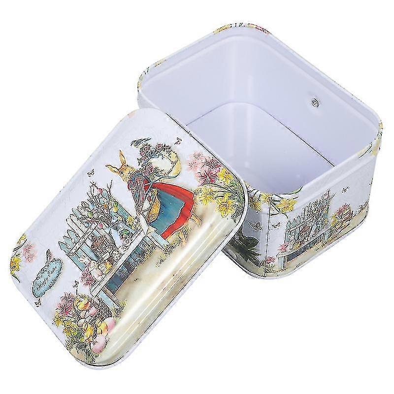 1pc Easter Candy Box Cookie Storage Box Easter Gift Packing Box Tinplate Box