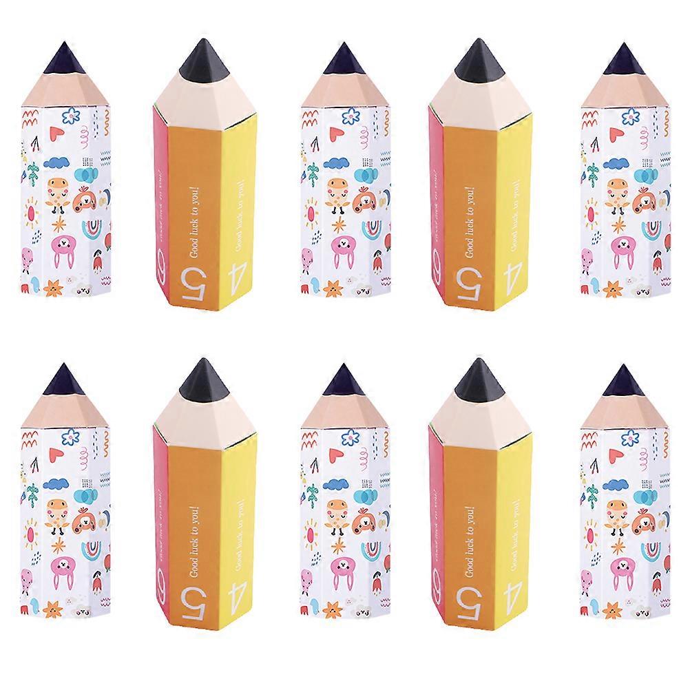 10pcs מקסים בצורת עיפרון קופסאות עוגיות נייר קופסאות אריזה נייר יצירתי (סגנון אקראי)