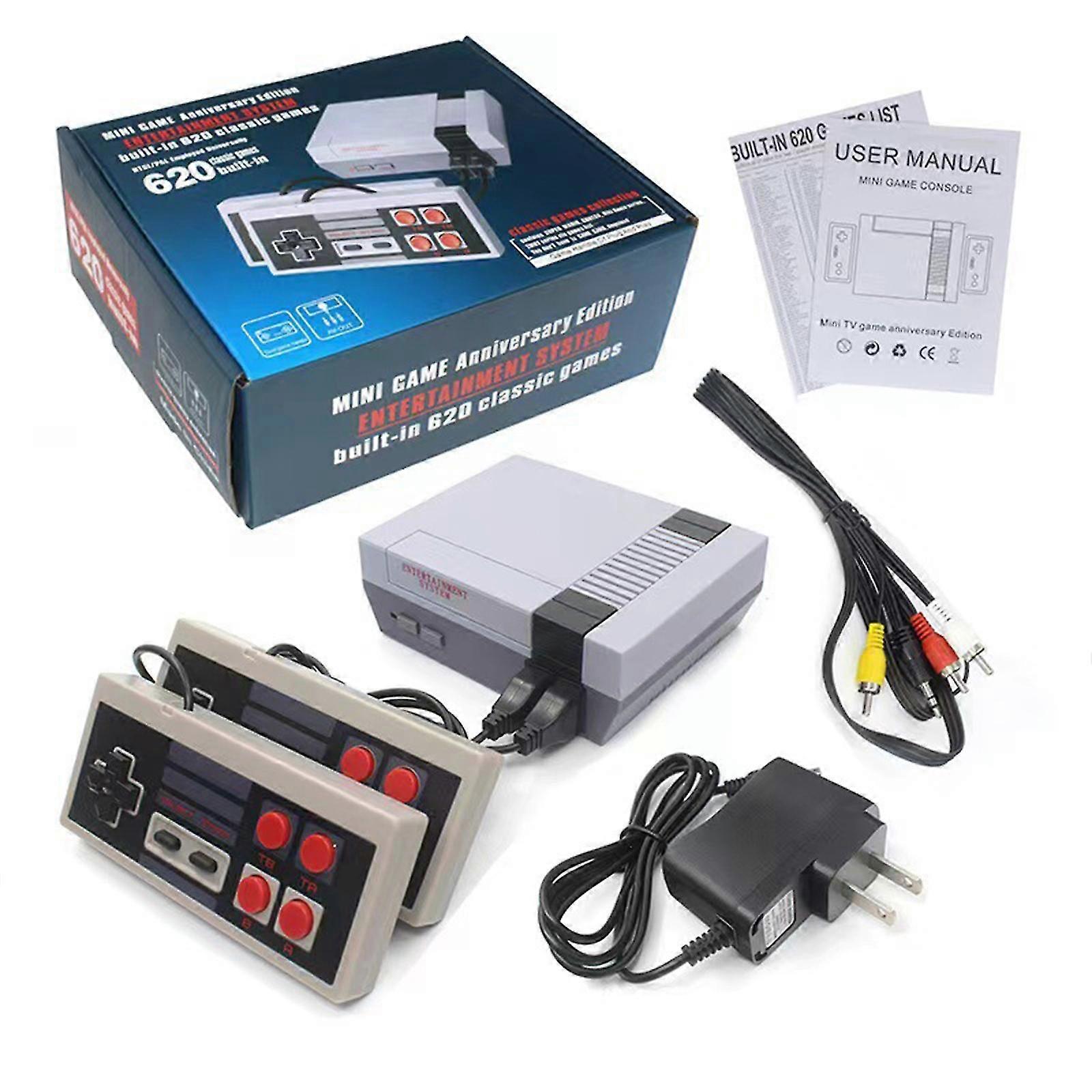 Retro console with 624 video games, Av output, plug and play, Classic Edition mini entertainment system for adults and kids-A