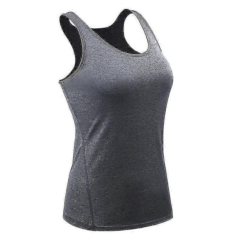 Women Sleeveless Crew Neck Tee Quick Dry Yoga Workout Top Solid Color Vest