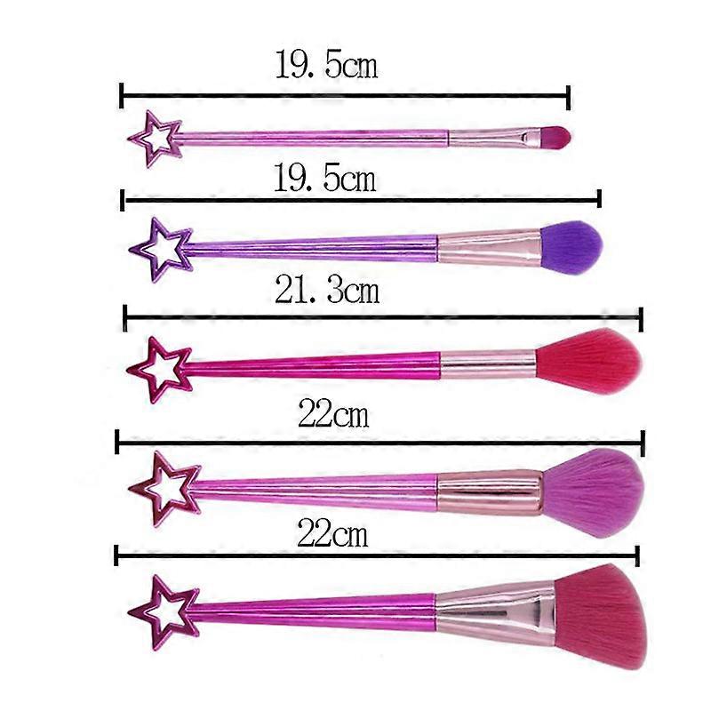 5Pcs Colorful Makeup Brush Set Synthetic Makeup Brushes Star/Fish Tail Foundation Powder Blending Concealer Eye Shadows