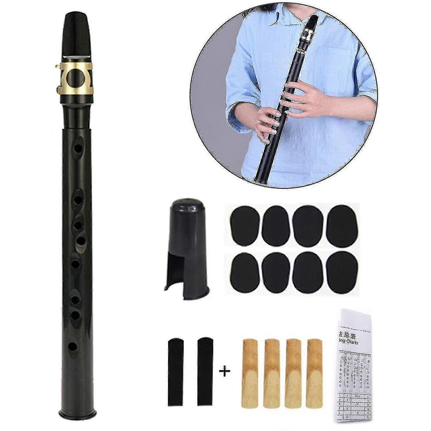 8-hole Pocket Sax Mini Sax Portable Beginner Sax Easy Sax Practice Breath(black)
