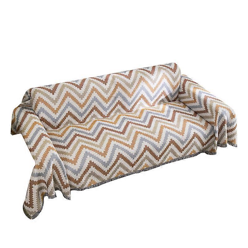 Jianju Wave Pattern Heart Sea Pattern Sofa Blanket Living Room Coffee Table Sofa Blanket Geometric Splicing Pattern Soft Furnishing,130*180