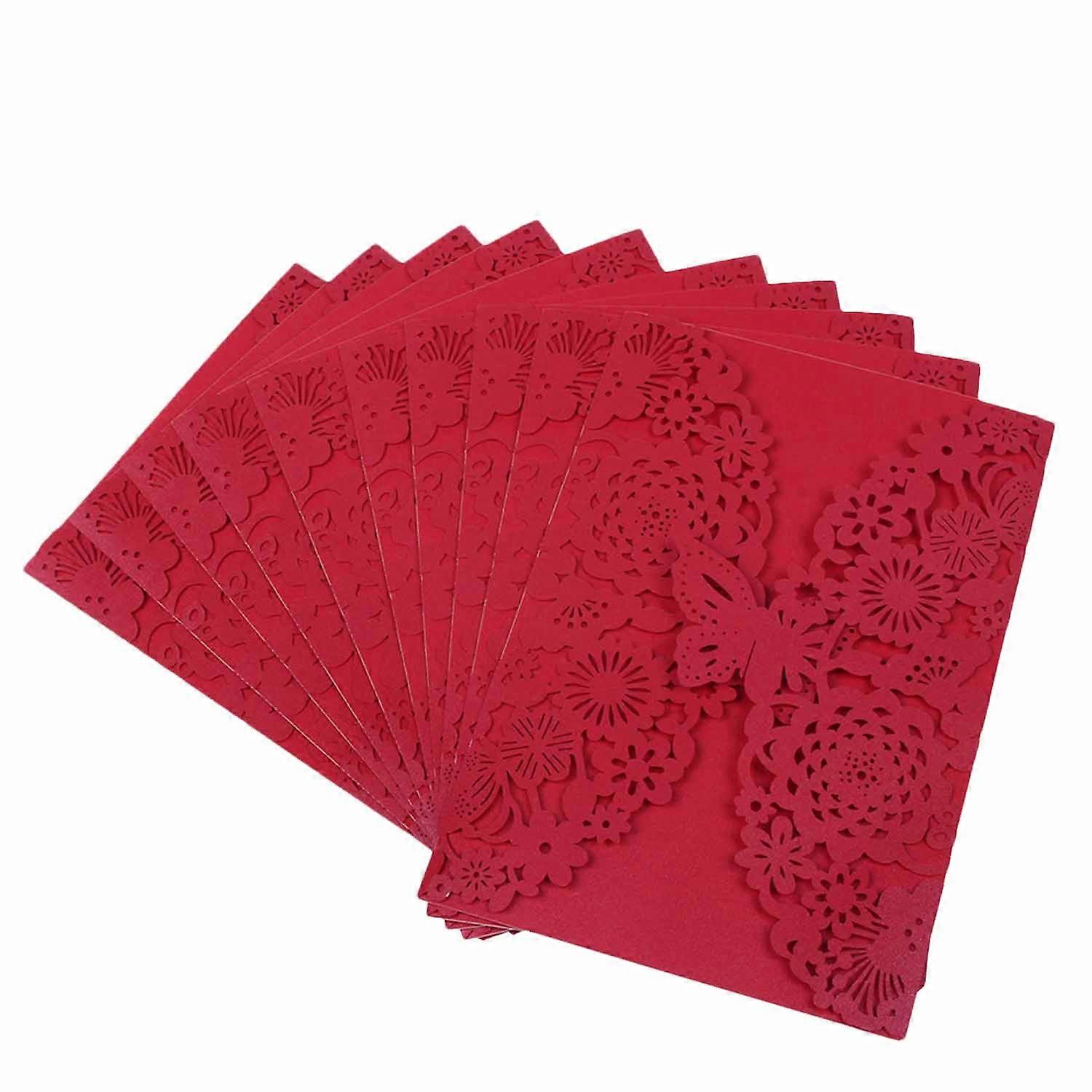 10Pcs/Set Delicate Carved Butterflies Romantic Wedding Party Invitation Card Envelope Invitations f