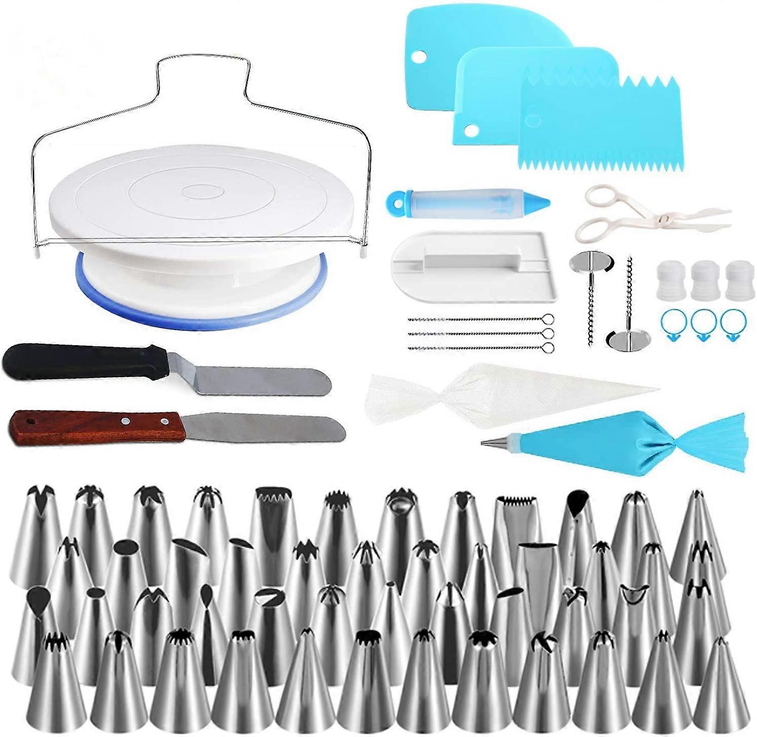 Cake Decorating Set,Silicone Pastry Pockets, Pastry Utensil Tools Cake Baking Tool Set Cake Turntable Set Set