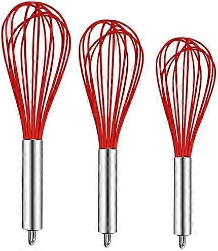 3-pack keukengarde siliconen ballondraadset eierklopper melkopschuimer rood