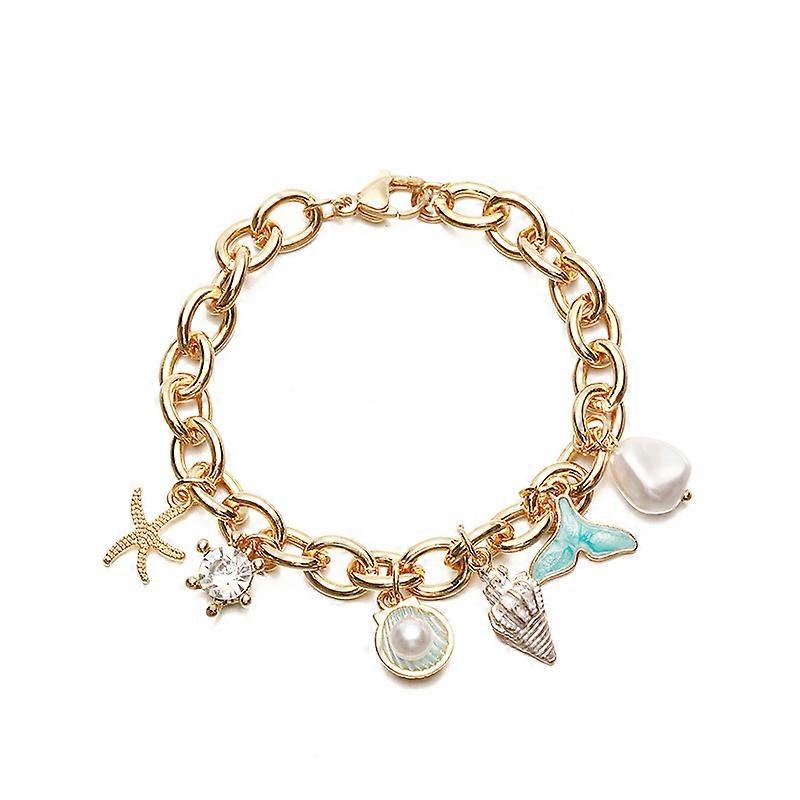 Starfish & Fish Tail Charm Bracelet