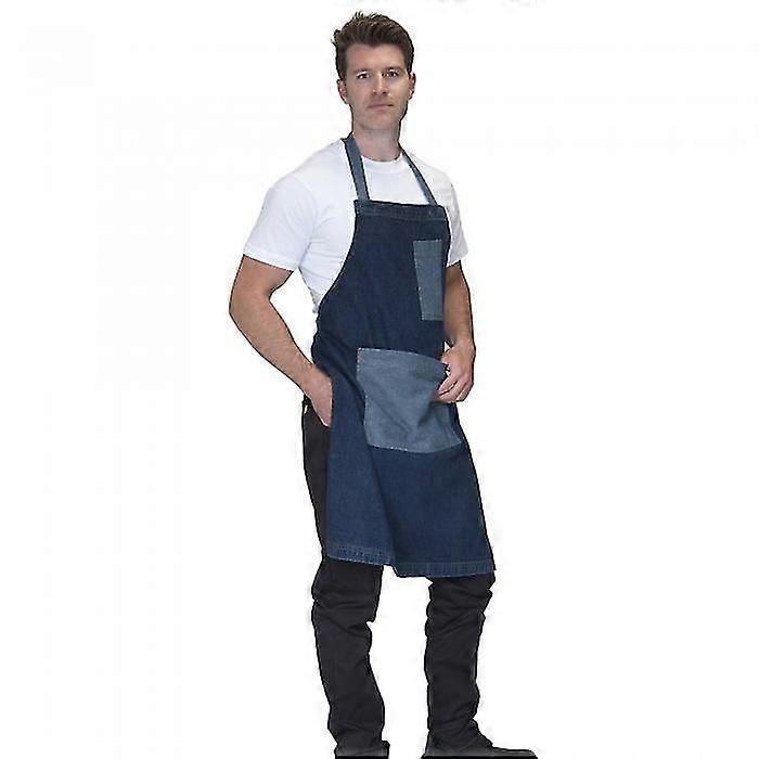 Dennys Washed Denim Contast Bib Apron