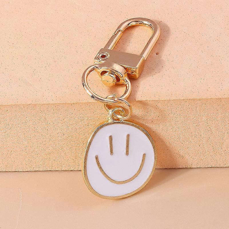Cute Happy Smiling Face Keychain Enamel Charm Metal Key Ring Accessories