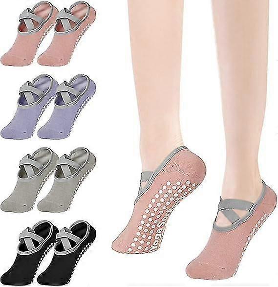Two Pairs Of Yoga Socks With Cross-band Terry Thickened Yoga Socks And Glue-on Sports Socks
