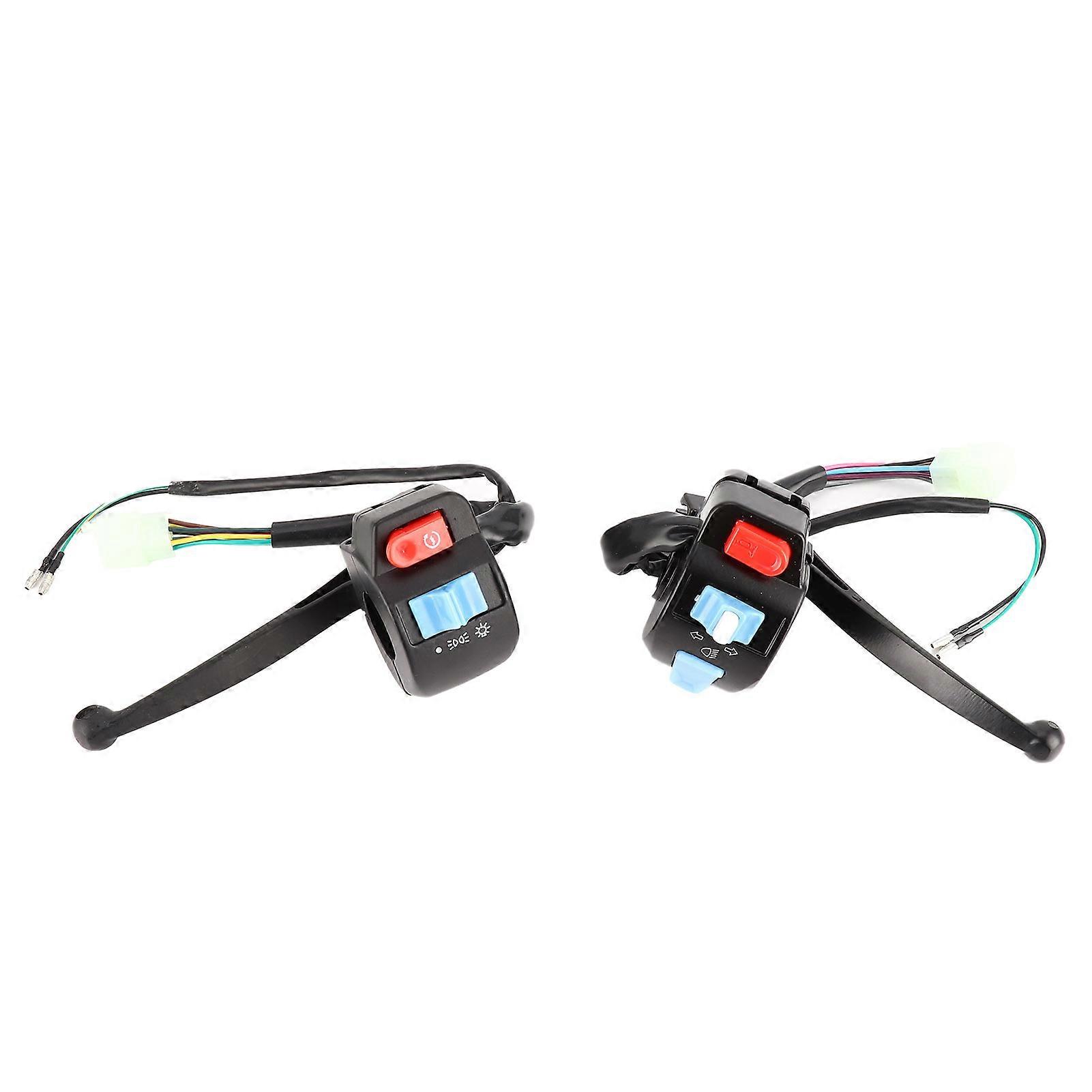 Pair Motorcycle Front Brake Assembly Caliper Master with Handlebar Switch Button Universal