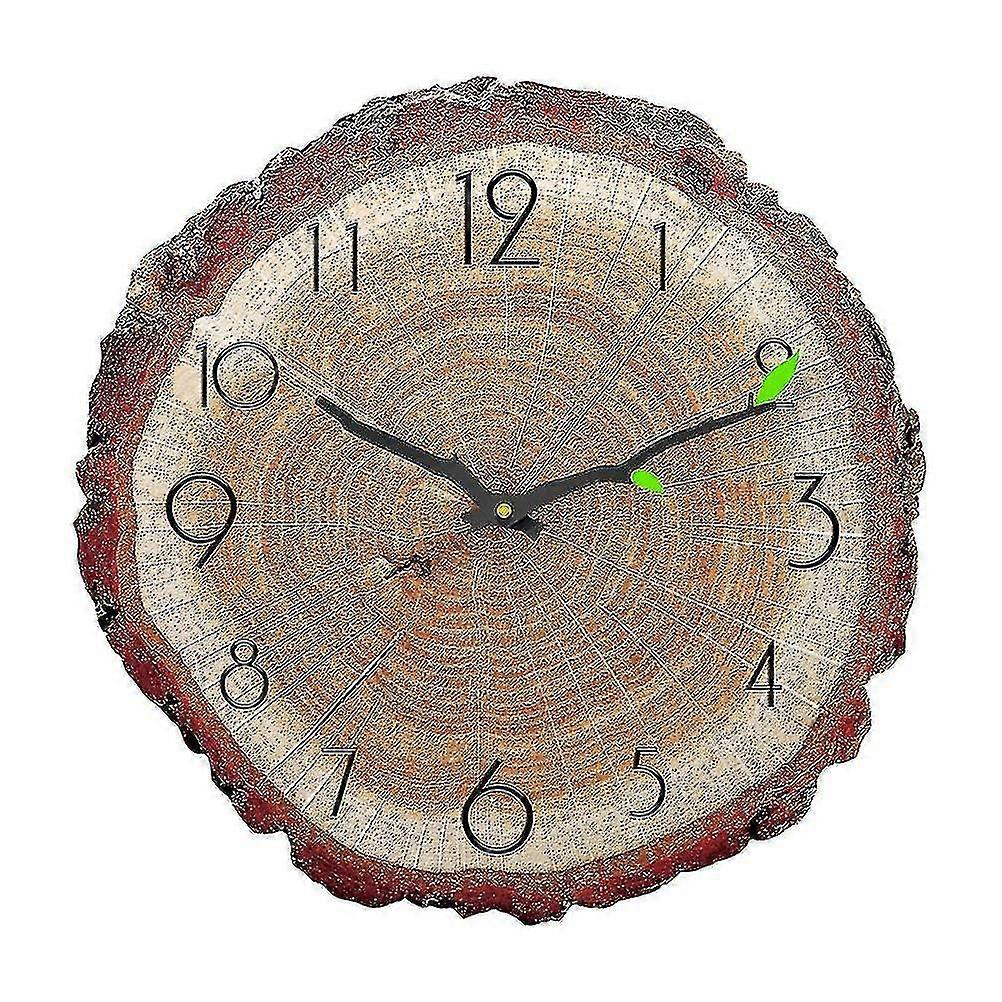 1pc household mute tree-ring wall clock decor decorative wall clock (brown)