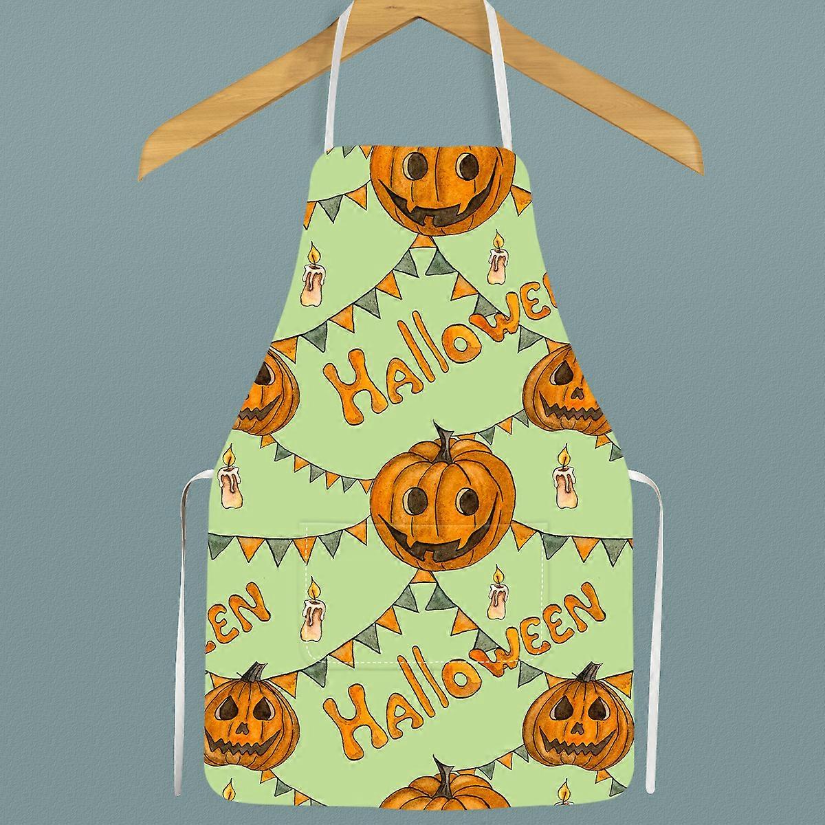 2024 Halloween Tablier Ménage Cuisine Imperméable Tablier Halloween Citrouille Chauve-souris Tablier-6